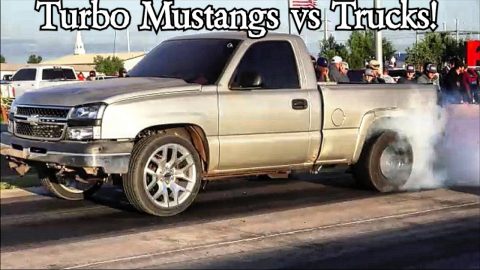 Turbo Mustangs vs Trucks at Hinton Street Drags!!