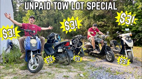 We Bought 6 Totaled Mopeds for $18 at an Abandoned Car Auction, Will they Run & Ride Again?