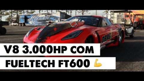 3.000hp Motor V8 ProLine Racing Hemi Supercharger com injeção FuelTech FT600
