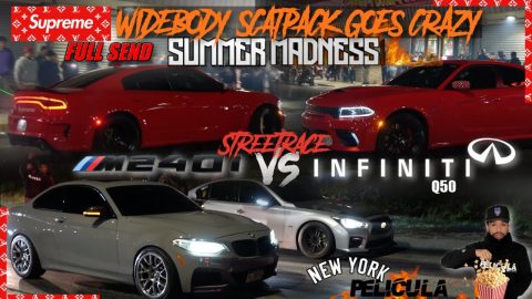 BMW M240 VS Q50 STREET RACE GOES WRONG FULL SEND CAR MEET WE (BACK!)SUPREME SCATPACK WENT CRAZY🔥NYC