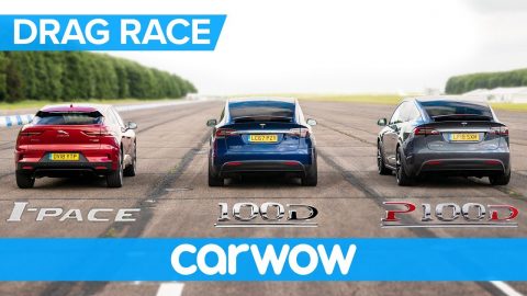 Jaguar I-Pace vs Tesla Model X 100D & P100D - DRAG RACE, ROLLING RACE AND BRAKE TEST