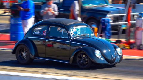 Old School VW Bug vs Chevy Truck - Hot Rod Drag Week at Byron Dragway