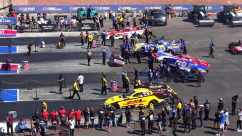 2021 LVMS 4-wide Nitro Funny cars Eliminations rnd 2 Spectator view
