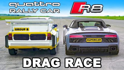 Audi R8 v Quattro Rally Car: DRAG RACE