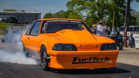 Big Tire Mustang Testing and Breaks Driveshaft at 3/4 track