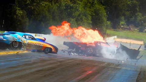 Billy Albert Pro Nitrous Crash at Maple Grove Raceway!
