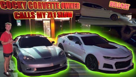 COCKY CORVETTE OWNER WANTED TO RACE MY CAMARO ZL1+ HELLCAT WANTED THE SMOKE!!!!!!!