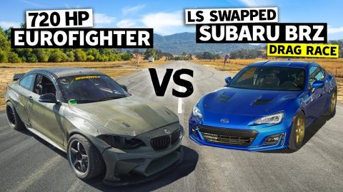 Drag Racing Subaru BRZ vs Retired Formula Drift BMW F22 Eurofighter