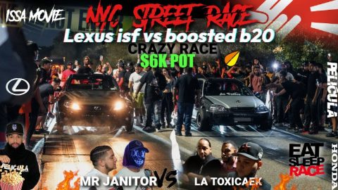 HONDA EK HATCH TURBO B20 VS LEXUS ISF MODDED WHAT A RACE  🎣😳THE REEL 🔥 360 FOOTAGE  STREET RACE