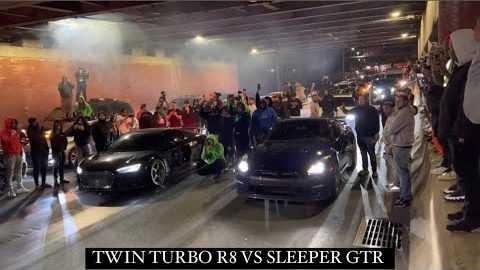 HPA TWIN TURBO R8 VS UNICO SLEEPER GTR $1000 STREET RACE