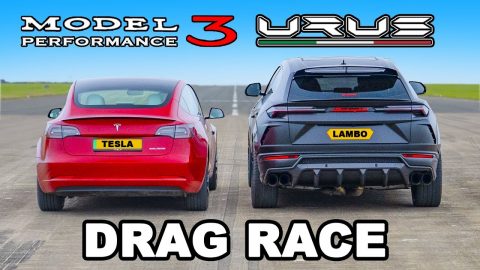 Lamborghini Urus v Tesla Model 3: DRAG RACE