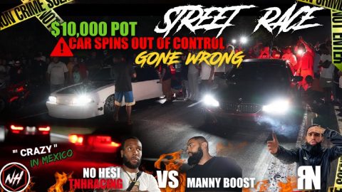 STREET RACE M340 BUILT NO HESI VS  MANNY FOXBODY TWIN TURBO RACE CAR $10K LOSES CONTROL OMG!!! 😰😳