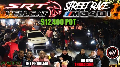 STREET RACE NO HESI BMW M340 MODDED VS PROBLEM DODGE HELLCAT MODDED $12,400 POT (CRAZY🔥)