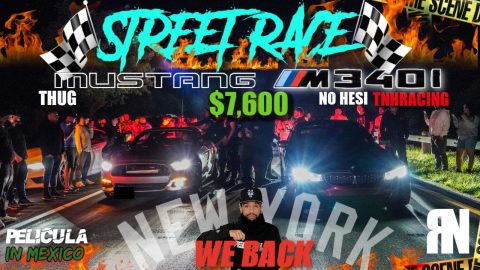 STREET RACE NOHESI BMW M340 BUILT SINGLE TURBO VS THUG MUSTANG TWIN TURBO $7,600 POT BACK IN NYC 🔥