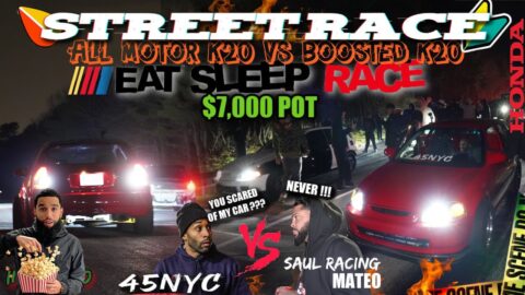 STREET RACING 45 NYC HONDA CIVIC K20 TURBO VS SAUL ALL MOTOR K SERIES MUST WATCH! WHAT WENT WRONG?