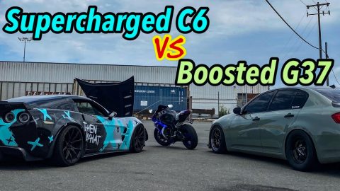 Street Racing In "Mexico" Part 2: Supercharged C6 vs Boosted G37 & ￼Street Bike!