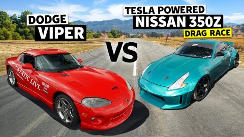 Tesla Swapped Nissan 350Z vs 460hp Dodge Viper Drag Race // THIS vs THAT