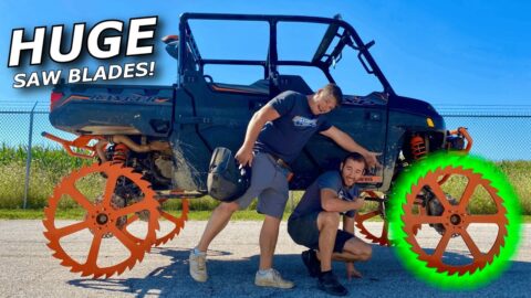 We put GIANT saw blade wheels on our SXS! Pure DESTRUCTION!