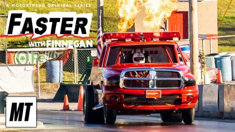 Wheelie Motorhome vs. Little Red Firetruck! | Faster With Finnegan | MotorTrend
