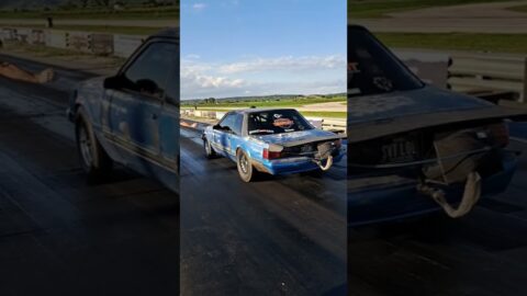 Ford Mustang getting after it drag racing. I29Dragway