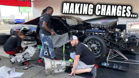 Making changes to Shocker before No Prep Kings Bandimere Colorado. Setting up our pit area