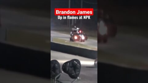 Brandon James car catches fire at Street Outlaws No Prep Kings!!