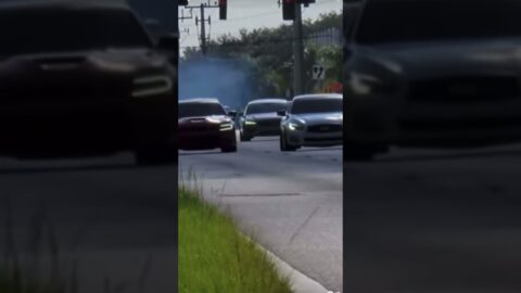 Infinity Q50 vs Dodge Scat Pack Street Race From A Dig #shorts