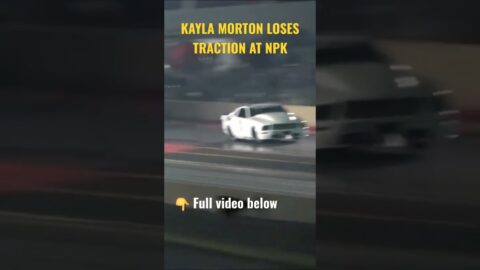 Kayla Morton sliding down the track at Street Outlaws No Prep Kings - link in comments