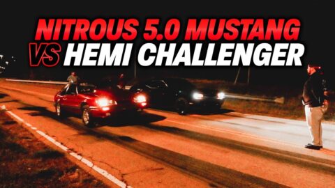Nitrous 5.0 Mustang vs HEMI Challenger on the STREET!