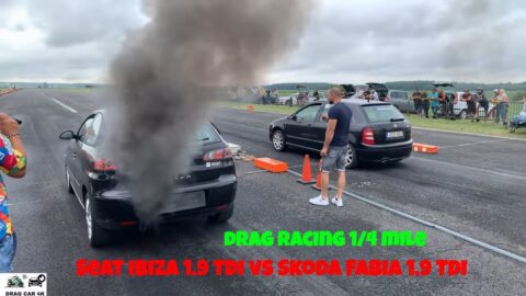 Seat Ibiza 1.9 TDI vs Skoda Fabia 1.9 TDI drag racing 1/4 🚦🚗 - 4K UHD