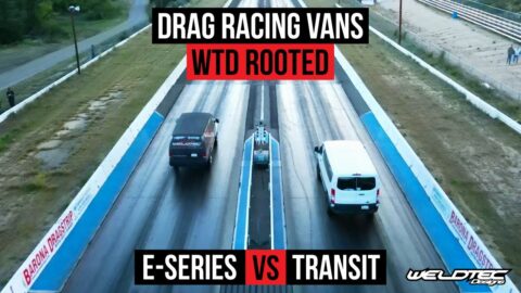 DRAG RACING A JUNKYARD FORD VAN DOWN THE 1/8 MILE! | Ford Econoline vs Ford Transit