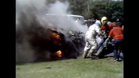 NORM DAY NHRA FUNNY CAR FIRE AND FLIP! 1986 - BRAINERD, MINNESOTA!
