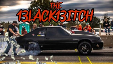 The 13lack13itch Nitrous Big Block Foxbody- Kendall Goin performance Throwing down at Okie Raceway