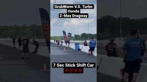 GrubWorm Stick Shift VS Turbo Honda Civic Street Car Takeover! Z-Max Dragway!