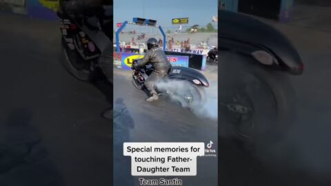 Is this SPECIAL father-daughter drag bike racing team great or what?