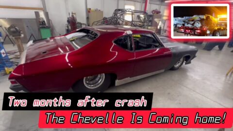 The Chevelle is Coming home After the Crash.  @mikebowmanracing Street Outlaws: No Prep Kings