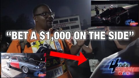 A GRUDGE RACE WENT DOWN BETWEEN 2 SMALL BLOCK NITROUS MUSTANGS AND THEY BET $1,000 ON THE SIDE!!