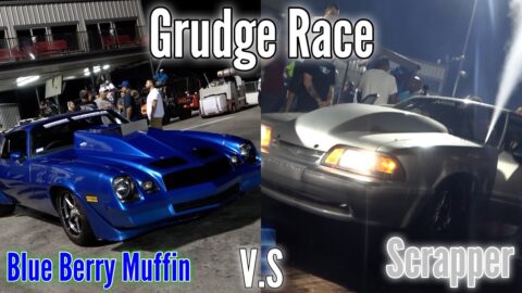 GRUDGE RACE | SCRAPPER TAIL PIPE MUSTANG VS BLUEBERRY MUFFIN ALL STEEL ALL GLASS CAMARO