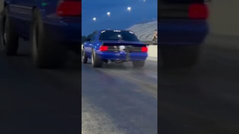 Procharged Big block foxbody test hit #2 at street car takeover 1/8th mile.