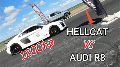 Stock Hellcat vs 1320Video 2017 Audi R8 Half Mile Drag Race Kansas Airstrip Attack Standing 1/2 Mile