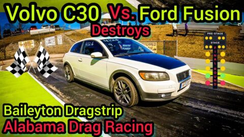 Volvo C30 Destroys Ford Fusion, Drag Racing, Baileyton Street Outlaws