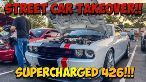 STREET CAR TAKEOVER CHARLOTTE CAR MEET! THIS 426 SUPERCHARGER DODGE CHALLENGER IS INSANE!!