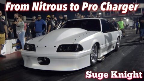 THE SUGE KNIGHT MUSTANG WENT FROM NITROUS TO PRO CHARGER AND ITS NO JOKE !! FIRST TIME OUT TESTING !