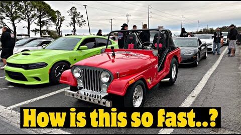 Drag Jeep Eliminates Itself At Street Car Takeover!