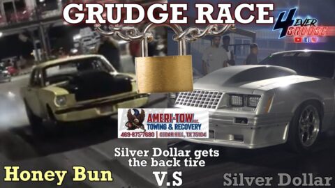 GRUDGE RACE | HONEY BUN OLD SCHOOL 1965 NITROUS MUSTANG VS SILVER DOLLAR | SD GOT THE BACK TIRE !!