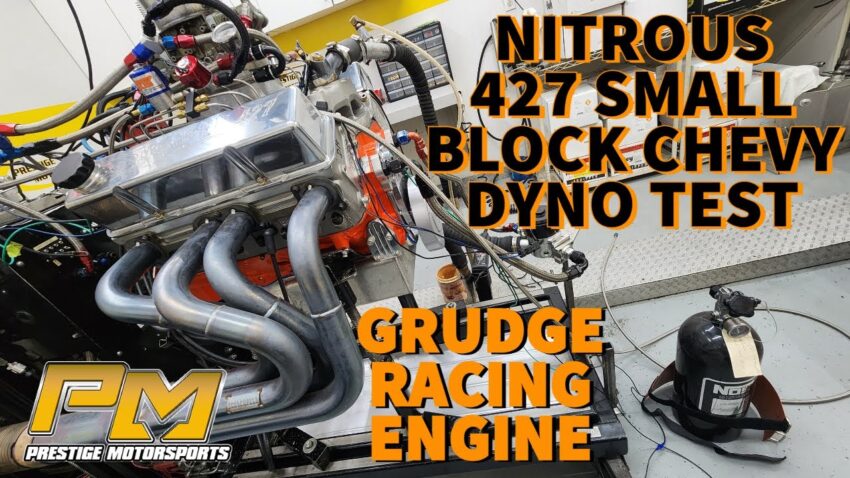 HOOPER 427! Nitrous 427ci Small Block Chevy Grudge Racing Engine on the dyno @ Prestige Motorsports.