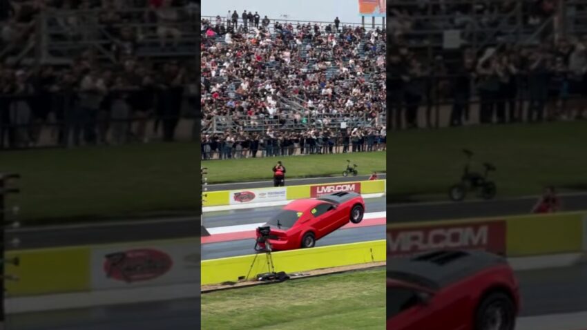 Mustang breaks after doing a wheelie at Tx2k!