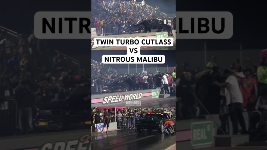 GRUDGE RACE! Playboy Geezy Twin Turbo Cutlass VS Poison Ivy Malibu on Nitrous 👀 #TBT #dragracing