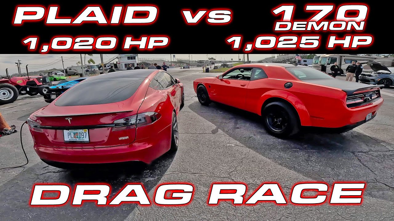 Is the 1,025 HP Demon 170 really a Plaid Killer? * Demon 170 vs Tesla Plaid 1/4 Mile DRAG RACE