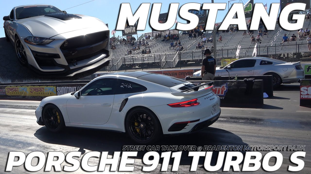 Mustang vs Porsche 911 Turbo S Street Car Take Over @ Bradenton Motorsport Park